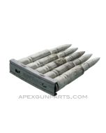 6.5mm (Rifle) - 5 Pack Dummy Rounds with (1) Swedish Mauser M96 Stripper Clip, Silver w/Pointed Nose, *Good, Rusty* 