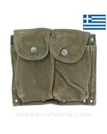 Greek M1A / M14 / M77 / FAL Double Magazine Pouch, w/ Belt Loops, OD Green Canvas, *Good*