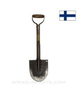 Finnish WWII Military Shovel, Metal & Wood Handle, 9 Rivet Blade *Good* 