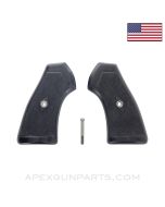 Webley MKVI Grip Set, w/ Screw, Black Plastic, .455, *New Manufactured*