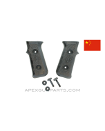 PPS-43 Pistol Grip Halves, Left & Right, w/ Screws, Black Plastic, Chinese, *Good*
