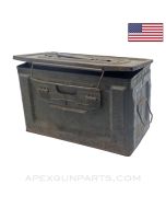 Browning M2 .50 Cal. Ammo Can, Side Opening Lid, Steel w/ Carry Handle, Green *Fair* 