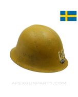 Swedish M21 High Top Helmet, Complete w/ Liner and Chin Strap, Norwegian Civil Guard Paint *Good* 