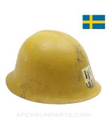 Swedish M21 High Top Helmet, w/ Chin Strap & Norwegian Civil Guard Paint *Good*