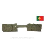 AR10 / BAR Paratrooper Battle Rifle Belt, 6 Two Cell Magazine Pouches, Portuguese Issue, OD Green Canvas *Very Good* 