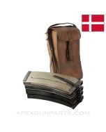 Madsen LMG Magazine Pouch Set, 4-Cell Pouch w/ 4 Magazines, 30rd, 8x57, *Good*