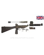 British STEN Mk 5 SMG Parts Kit, w/ Wood Stock and Grip, Barrel Bushing and Barrel Nut, 9mm Luger *Good*