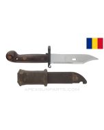 Romanian AKM Type 1 Bayonet, w/ Scabbard & Rubber Insulator *Good*