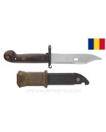Romanian AKM Type 1 Bayonet, w/ Scabbard & Rubber Insulator *Very Good*