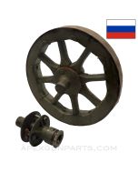 Russian 1910 Maxim Sokolov Mount Wheel Assembly (Needs Work) and Hub Hardware Set *As-Is* 