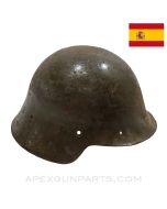 Spanish M1926 Helmet, Stripped / No Liner / No Chin Strap, Green Painted, Steel *Good*  