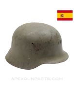 Spanish M1926 Helmet, w/Project Liner and Chin Strap, Green Painted, Steel *Good* 