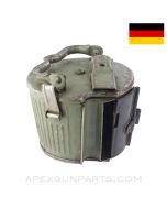 MG-34 / MG-42 / M-53 Detachable Drum for 50rd Belt, Gurttrommel, Green Painted, WW2 Waffen Marked, 8mm Mauser *Good* 