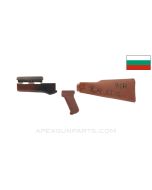 Bulgarian AK-47 Bakelite Furniture Set w/ Plastic Buttstock, Bosnia & Herzegovina 1992 Dated Trench Art, Stripped *Good*