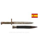 Spanish M1893 Mauser Bayonet , w/ Scabbard, Unmarked, *Fair*