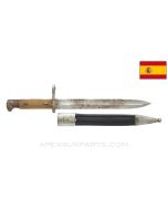 Spanish M1893 Mauser Bayonet , w/ Scabbard, Artillery Marked, *Fair*