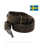 Swedish Mauser M38 / M96 / AG42 Rifle Sling, w/ Steel Clip, Leather *Fair*