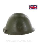 British Mk IV "Turtle Shell" Steel Helmet, No Liner, w/ Riot Visor Mount, WW2 Date *Good*
