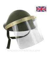 British Mk IV "Turtle Shell" Steel Helmet, w/ Riot Visor *Very Good*