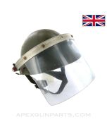 British Mk IV "Turtle Shell" Steel Helmet, w/ Riot Visor *Fair*