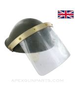 British Mk IV "Turtle Shell" Steel Helmet, WW2, w/ Riot Visor *Good*