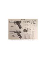 Luger P08 Pistol Parts Diagram, WW2 German Reprint 45" x 32", B&W *NEW* 