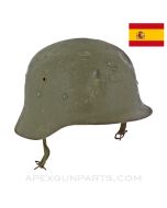 Spanish M42 Helmet Stripped, w/ Liner, Metal, Green *Fair*