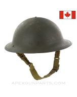 Canadian "Brodie" MKI Steel Helmet w/ Liner and Chin Strap, WWII Marked *Good*