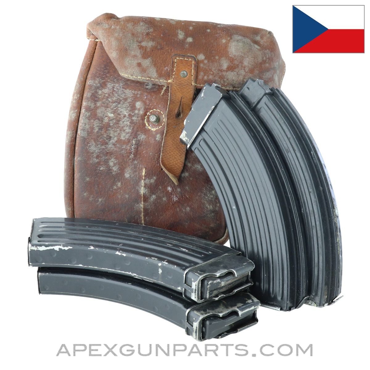 VZ-58 Magazine, 30rd, Four w/ Leather Pouch, 7.62x39 *Fair*