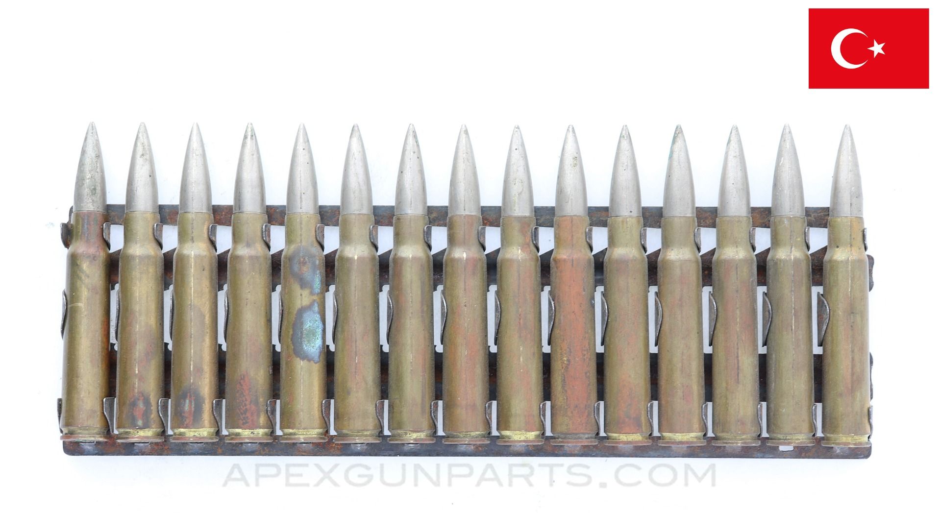 7.92x57mm Turkish Surplus Rifle Ammo, 155 Grain FMJ, 15 Rounds on