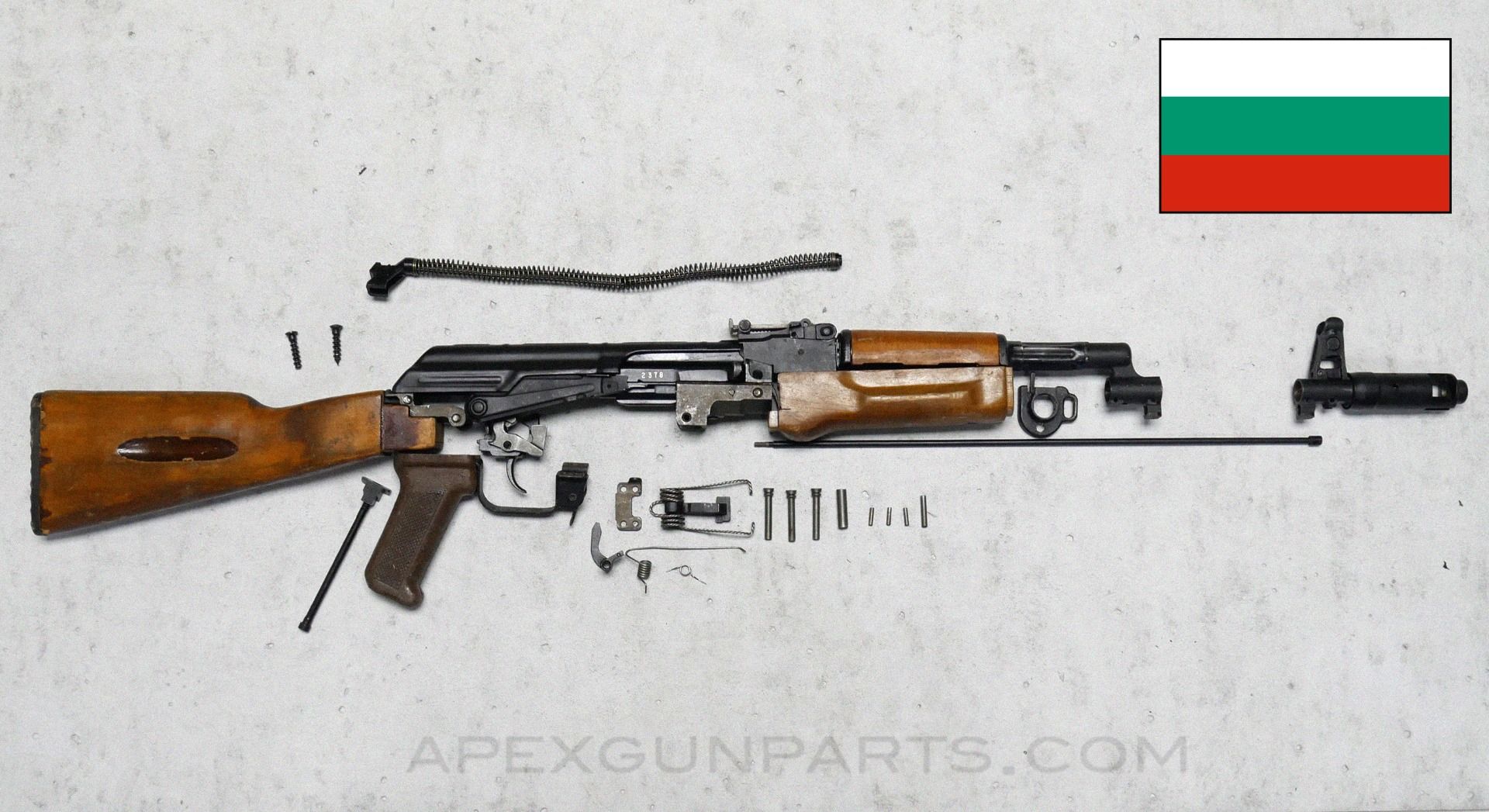 Bulgarian AK-74 Parts Kit with wood stock and handguards, matching