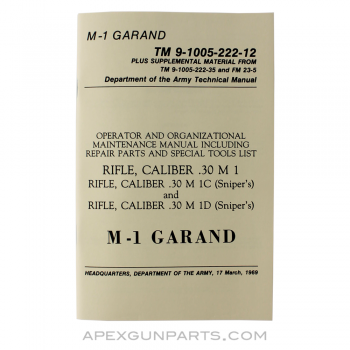 M1 Garand Technical Manual, USGI, Paperback, *NEW*