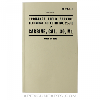 M1 Carbine Technical Bulletin, USGI, Paperback, *NEW*
