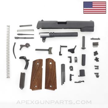 1911 Pistol Parts Kit, 5" Barrel, New Wood Grip Set, Unmarked, .45 ACP *NEW*