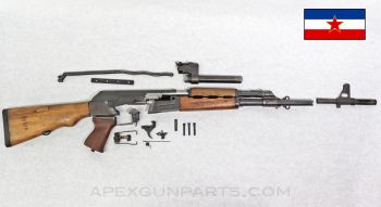 Yugoslavian M76 Parts Set w/ Demilled Barrel,  Wood Grip and Stock, Cut Receiver Sections, 8mm *Good* 