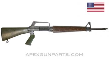 Colt 601 M16 Upper Assembly, 20" Barrel, w/Pistol Grip & Buttstock, Brown, Duckbill Flash Hider *Good* 