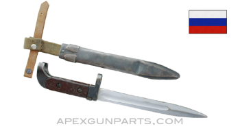 Russian AK-47 Bayonet and Scabbard, Type 1, 1953-1959 Izhevsk, Brown Grip, *Fair / Heavy Use*