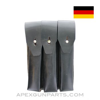 MP5 / MP2 UZI Magazine Pouch, 9mm, Black Leather, West German *Very Good* 