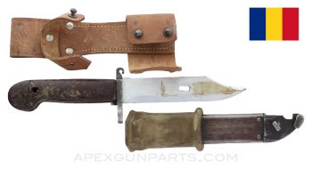 Romanian AK47 Type 2 Bayonet and Scabbard W/Leather Frog