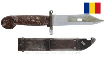Romanian AK-47 Bayonet and Scabbard, Type 2, Sold *As Is* 