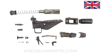 STEN MK 2 Parts Kit w/ MK 5 Barrel Nut, No Stock, 9MM Luger *Good* 
