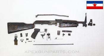Yugoslavian M64 Fixed Stock Parts Kit, Painted Furniture, Cracked Stock, Partially Matching, 7.62x39 *Good*