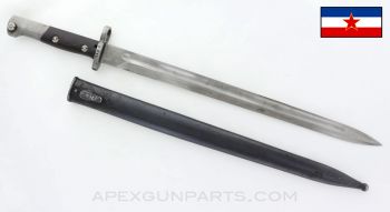Yugoslavian M1924 Mauser Bayonet and Scabbard, Matching, In the White *Excellent*
