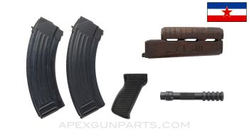 Collector's Yugo M70 "مرسى / الله أكبر" Trench Art Handguard Set, w/ 2 Magazines, Pistol Grip & Grenade Spigot, 30rd, 7.62x39, *Very Good*