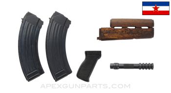 Collector's Yugo M70 "بِسْمِ ٱللَّٰهِ ٱلرَّحْمَٰنِ ٱلرَّحِيمِ / مريم علي محمد" Trench Art Handguard Set, w/ 2 Magazines, Pistol Grip & Grenade Spigot, 30rd, 7.62x39, *Very Good*