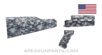 PAP M70 Rifle Stock Set, Skull Pattern, U.S. Made, Nylon, *Excellent*