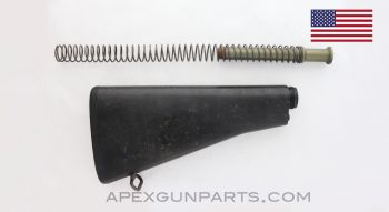 Colt M16A1 Buttstock, w/ Buffer and Spring, Cracked Buttpad *Good* 