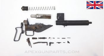 STEN MK 3 SMG Parts Set, Original Barrel & Barrel Shroud Assembly, w/ Pistol Grip, 9X19 Luger *Very Good* 