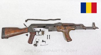 Romanian M63 AKM Parts Kit, w/ Populated Barrel, Laminated Wood Stock & Forward Grip, "G" Marked, Matching 7.62X39 *Good / Rusty*