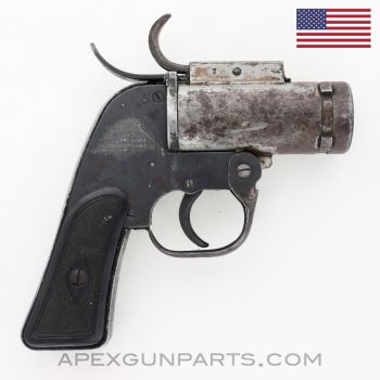 US A/N-M8 Pyrotechnic Flare Gun, Signal Pistol, WWII 1942, Eureka Vacuum, 37mm *Good*